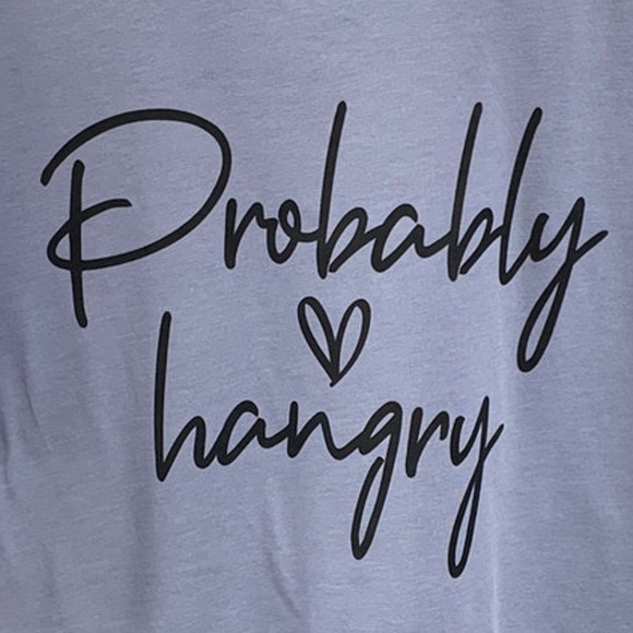 New Hand Printed Womens Small Probably Hangry Heart Short Sleeve Tee Shirt - Picture 2 of 4